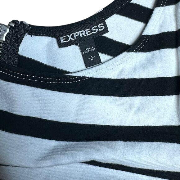 EXPRESS Women’s Black White Striped Sleeveless Peplum Tank Top Size Small - Picture 5 of 7